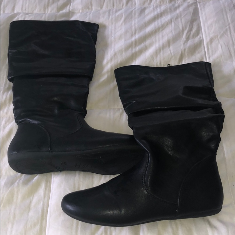 Knee High Black Flat Fashion Boots